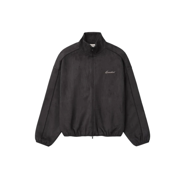 Essentials Suede Fleece Signature Modern Track Jacket with Piping in Ink Black