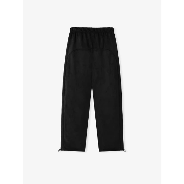 Fear of God Essentials Suede Fleece Signature Relaxed Pant with Piping in Black | Pants | Coveti