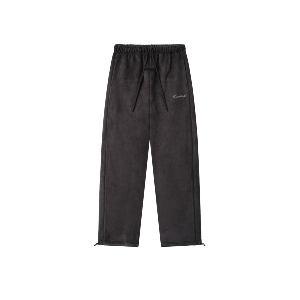 Fear of God Essentials Suede Fleece Signature Relaxed Pant with Piping in Ink Black | Coveti