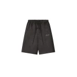 Fear of God Essentials Suede Fleece Signature Relaxed Short with Piping in Ink Black | Coveti