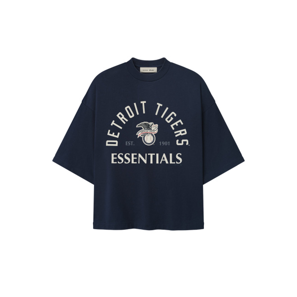 Fear of God Essentials Tigers American League Merch Tee in Dark Sapphire | Coveti