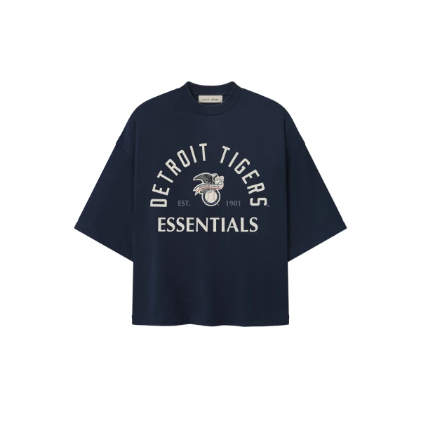 Fear of God Essentials Tigers American League Merch Tee in Dark Sapphire | Coveti