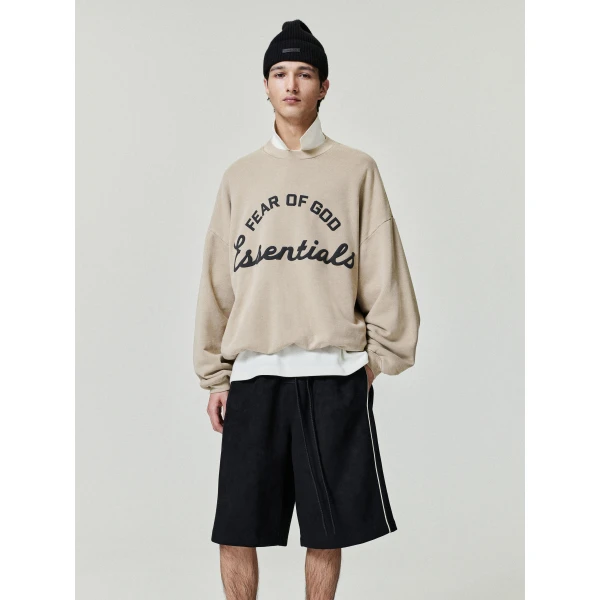 Fear of God Essentials Training 90s Crewneck Sweatshirt in Faded Dune | Sweatshirts | Coveti