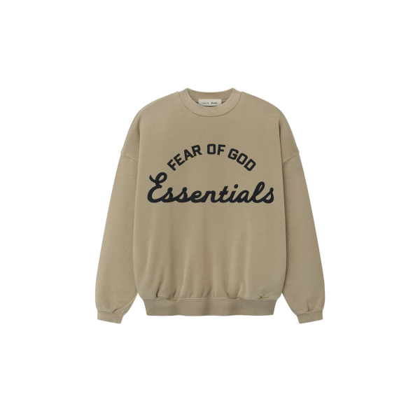 Fear of God Essentials Training 90s Crewneck Sweatshirt in Faded Dune | Coveti