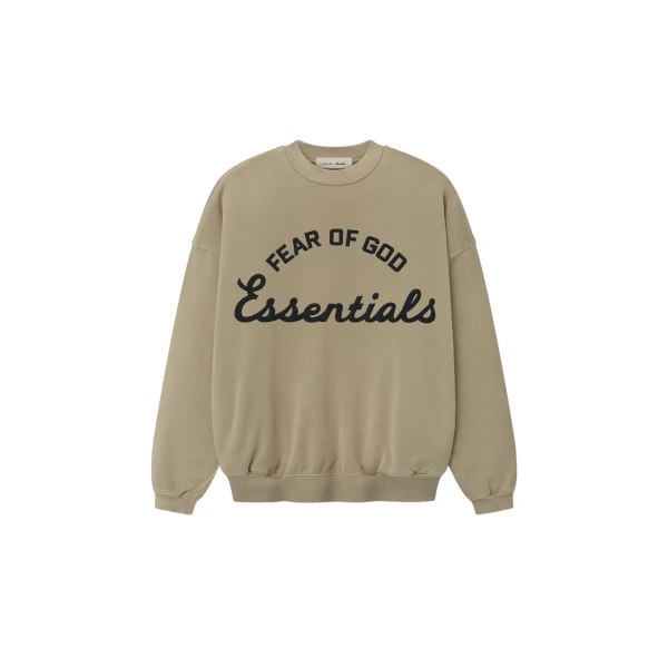 Fear of God Essentials Training 90s Crewneck Sweatshirt in Faded Dune | Coveti