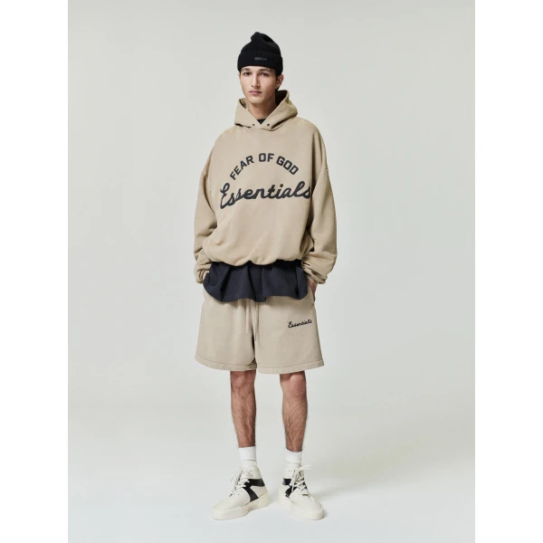 Fear of God Essentials Training 90s Hoodie in Faded Dune | Sweatshirts | Coveti