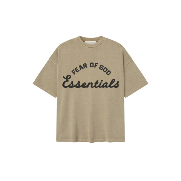 Fear of God Essentials Training 90s Tee in Faded Dune | Coveti