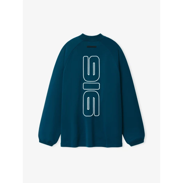Fear of God Essentials Tricot 90s Relaxed Long Sleeve Mock Neck in Night Sea | T-shirts & vests | Coveti
