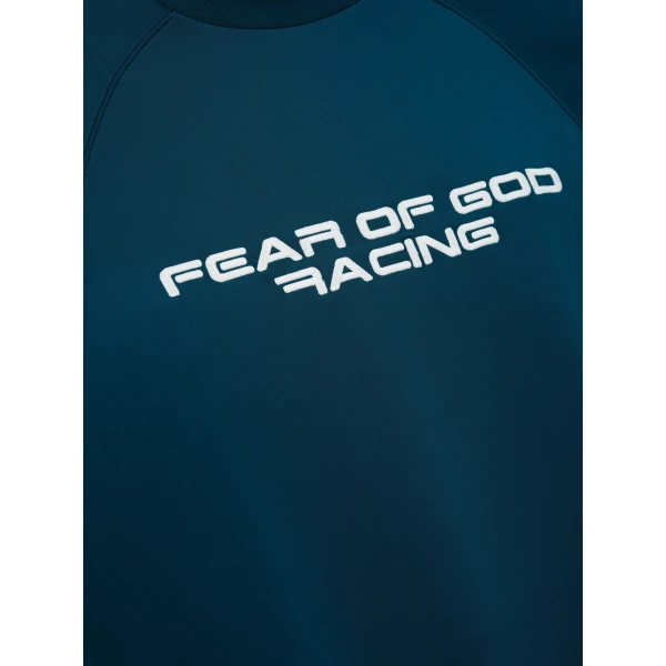 Fear of God Essentials Tricot 90s Relaxed Long Sleeve Mock Neck in Night Sea | T-shirts & vests | Coveti