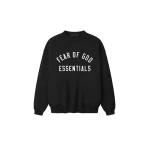 Fear of God Essentials Varsity 90s Crewneck Sweatshirt in Vintage Black | Coveti