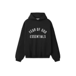 Fear of God Essentials Varsity 90s Hoodie in Vintage Black | Coveti