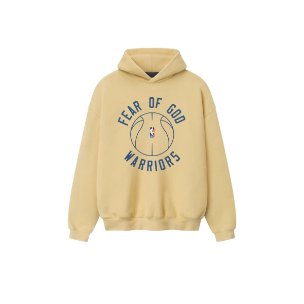 Fear of God Essentials Warriors x Barkley Hendricks 90s Hoodie in Italian Straw | Coveti