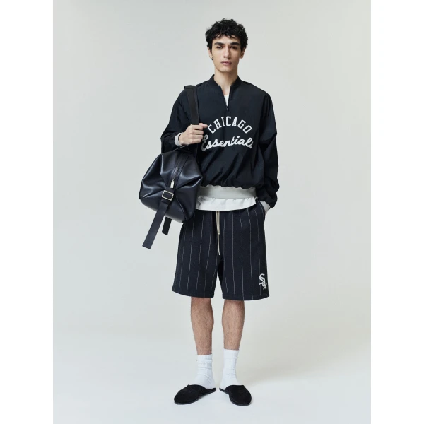 Fear of God Essentials White Sox Half Zip Pullover in Black | Sweatshirts | Coveti