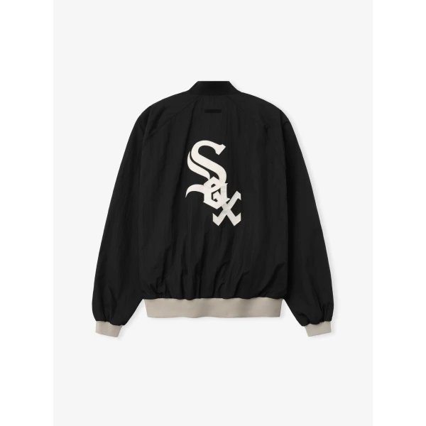 Fear of God Essentials White Sox Half Zip Pullover in Black | Sweatshirts | Coveti