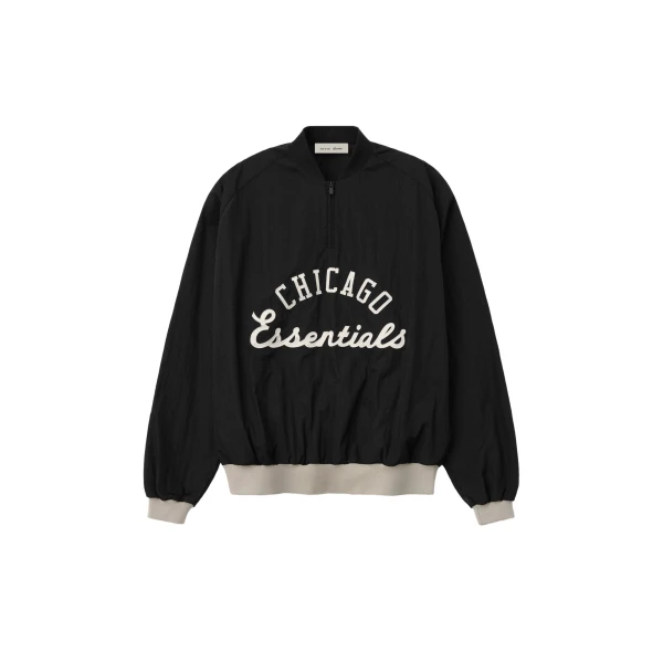 Fear of God Essentials White Sox Half Zip Pullover in Black | Coveti