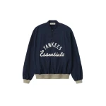 Fear of God Essentials Yankees Half Zip Pullover in Dark Sapphire and Overland Rib | Coveti