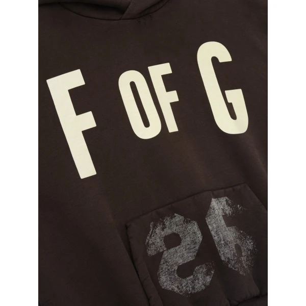 Fear of God F of G Classic Half Raglan Hoodie with Pocket in Dark Brown | Sweatshirts | Coveti