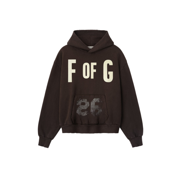 Fear of God F of G Classic Half Raglan Hoodie with Pocket in Dark Brown | Coveti