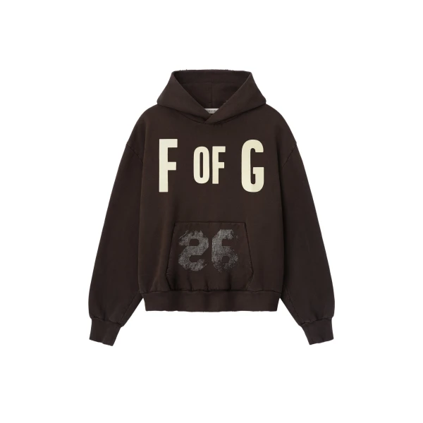 Fear of God F of G Classic Half Raglan Hoodie with Pocket in Dark Brown | Coveti