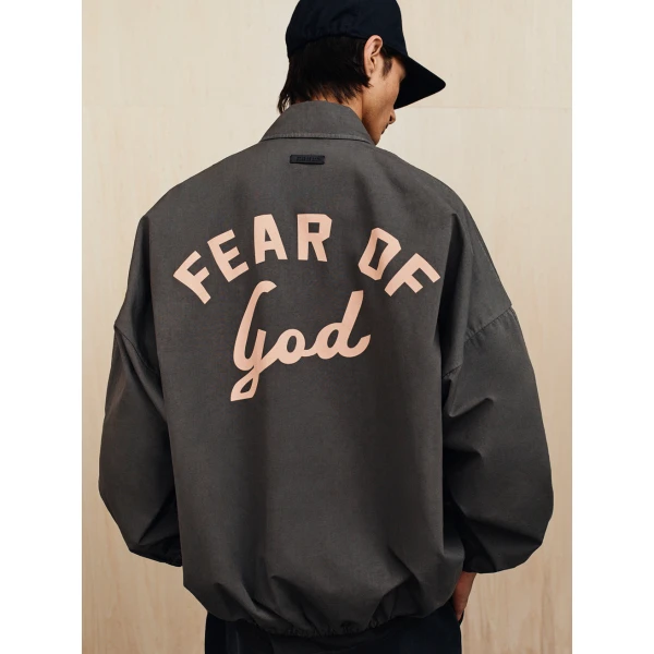 Fear of God Garment Dyed Cotton Windbreaker in Dark Grey | Men Jackets | Coveti