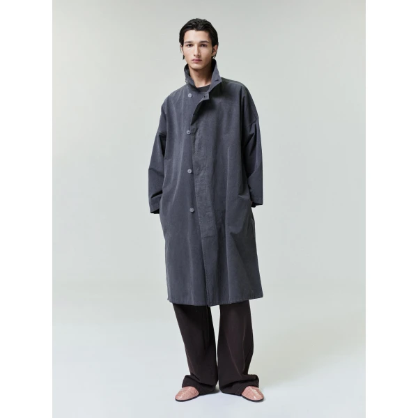 Fear of God Garment-Dyed Cropped Sleeve Car Coat in Dark Grey | Men Coats | Coveti