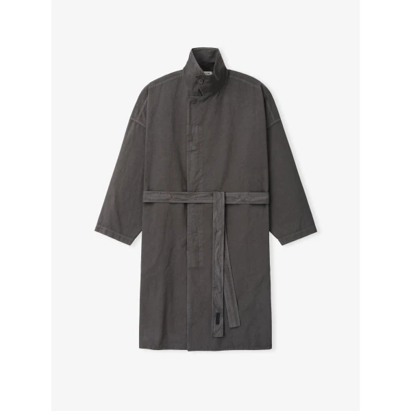 Fear of God Garment-Dyed Cropped Sleeve Car Coat in Dark Grey | Men Coats | Coveti