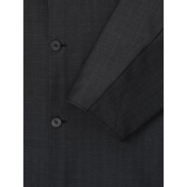 Fear of God Grey Striped Wool Collarless Sport Jacket in Grey Striped | Men Jackets | Coveti