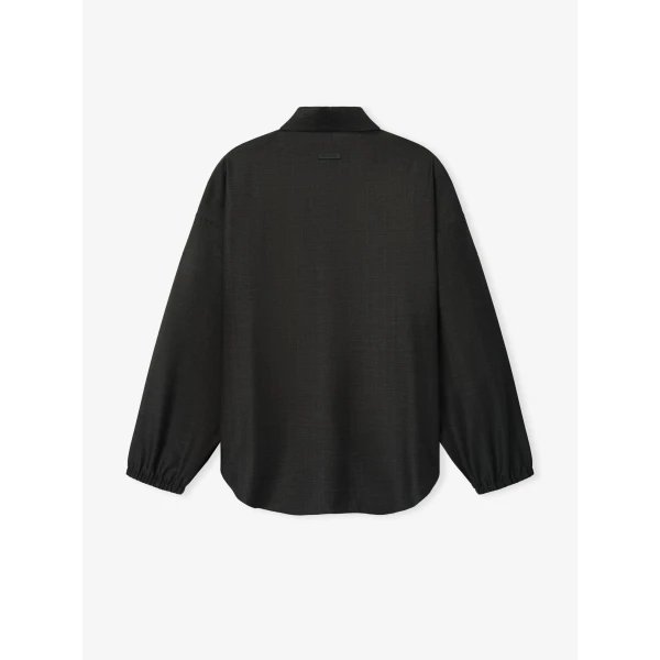 Fear of God Grey Striped Wool Elastic Cuff Shirt in Grey Striped | Men Shirts | Coveti