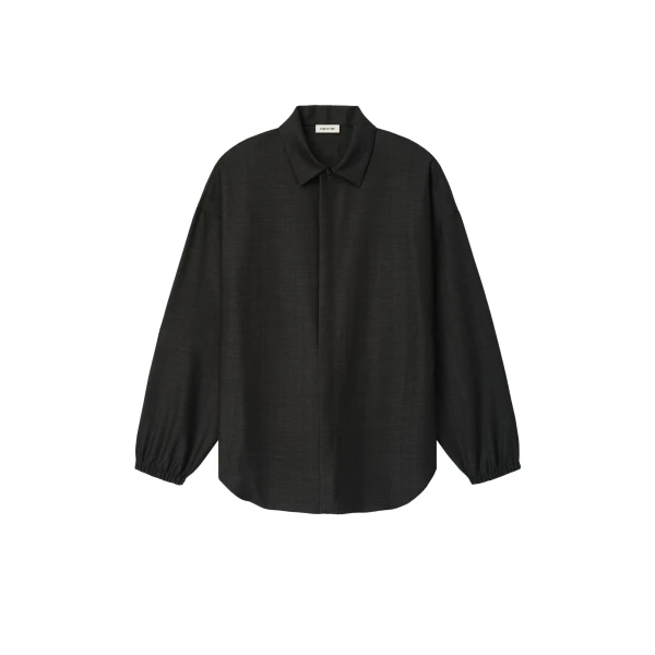 Fear of God Grey Striped Wool Elastic Cuff Shirt in Grey Striped | Coveti