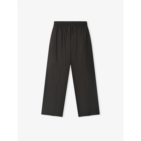 Fear of God Grey Striped Wool Wide Leg Drawstring Pants in Grey Striped | Pants | Coveti