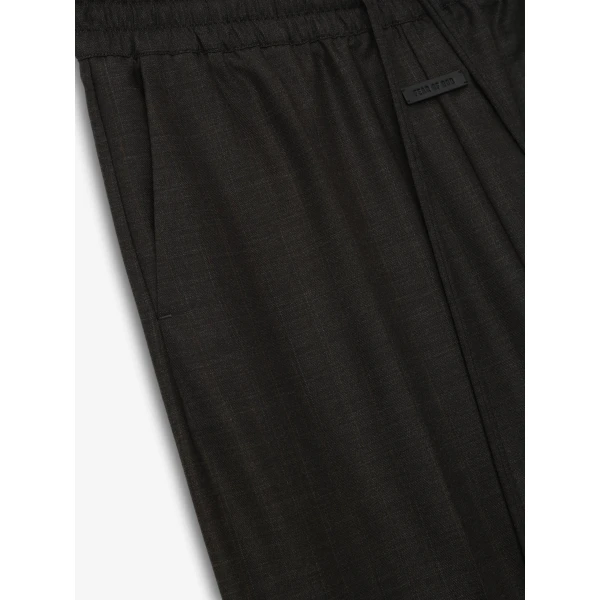 Fear of God Grey Striped Wool Wide Leg Drawstring Pants in Grey Striped | Pants | Coveti