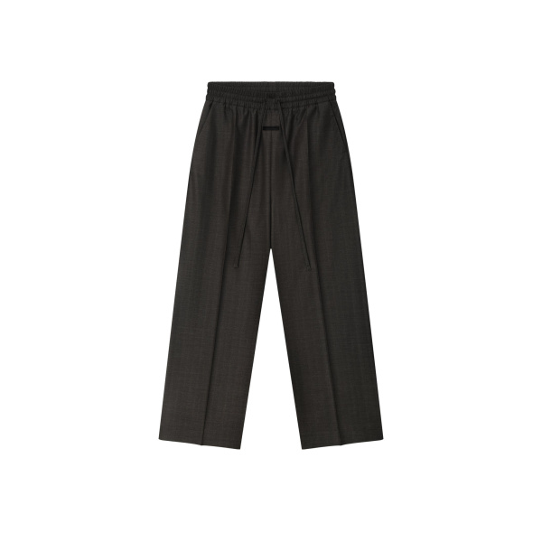 Fear of God Grey Striped Wool Wide Leg Drawstring Pants in Grey Striped | Coveti