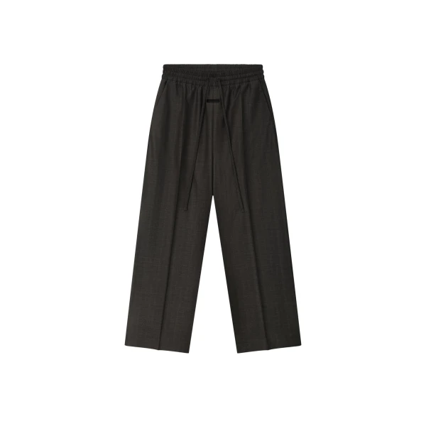 Fear of God Grey Striped Wool Wide Leg Drawstring Pants in Grey Striped | Coveti