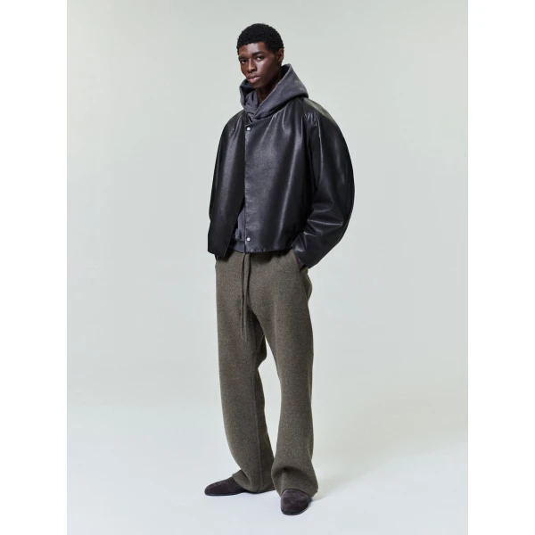 Fear of God Leather Raglan Bomber Jacket in Black | Men Jackets | Coveti