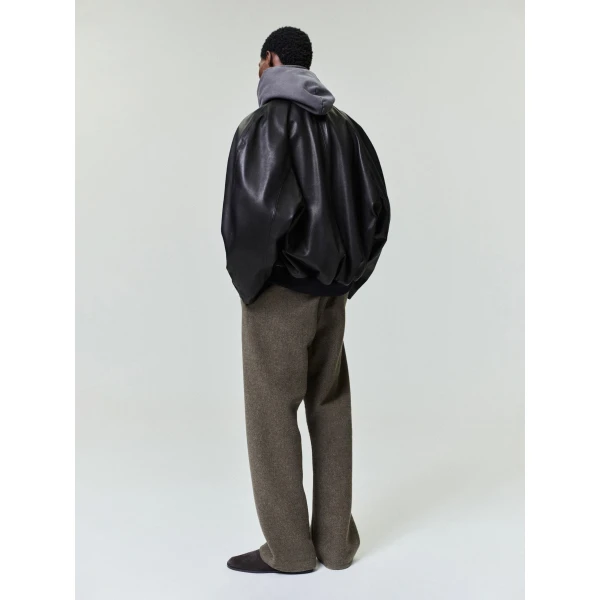 Fear of God Leather Raglan Bomber Jacket in Black | Men Jackets | Coveti