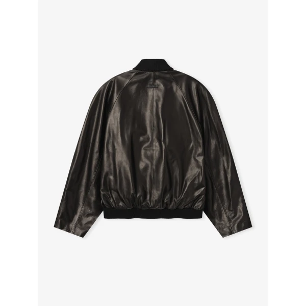 Fear of God Leather Raglan Bomber Jacket in Black | Men Jackets | Coveti