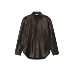 Fear of God Leather Relaxed Shirt in Dark Brown | Coveti