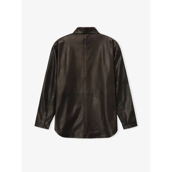 Fear of God Leather Relaxed Shirt in Dark Brown | Men Shirts | Coveti