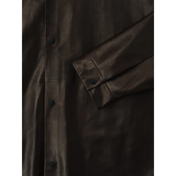 Fear of God Leather Relaxed Shirt in Dark Brown | Men Shirts | Coveti