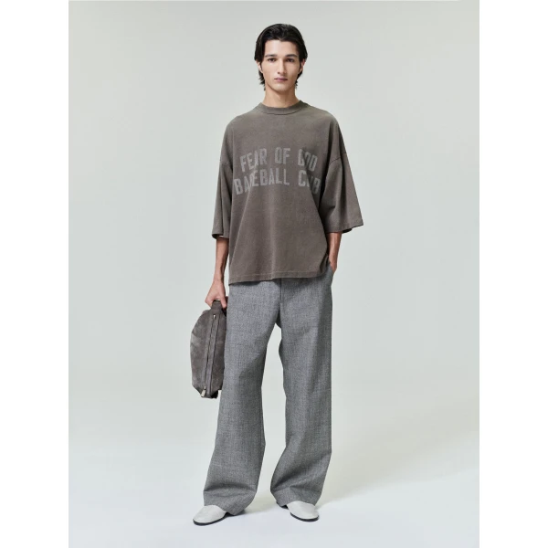 Fear of God Mouline Wool Casual Flat Front Pant in Off White and Black | Pants | Coveti
