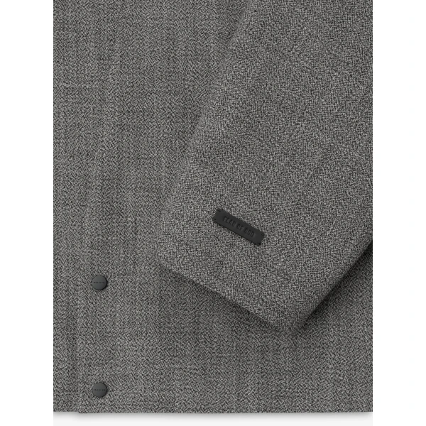 Fear of God Mouline Wool Relaxed Lapelless Jacket in Off White and Black | Men Jackets | Coveti