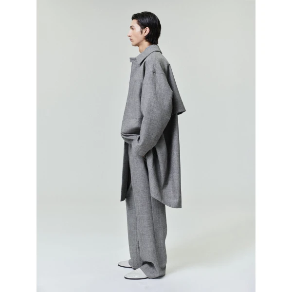Fear of God Mouline Wool Relaxed Trench Coat in Off White and Black | Men Coats | Coveti