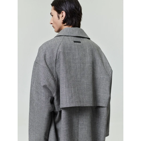 Fear of God Mouline Wool Relaxed Trench Coat in Off White and Black | Men Coats | Coveti