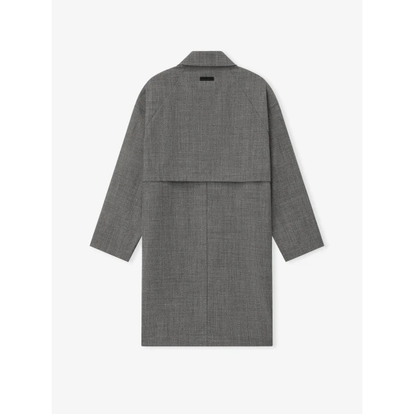 Fear of God Mouline Wool Relaxed Trench Coat in Off White and Black | Men Coats | Coveti
