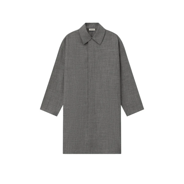 Fear of God Mouline Wool Relaxed Trench Coat in Off White and Black | Coveti