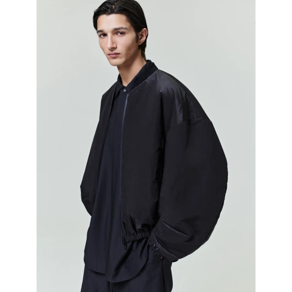 Fear of God Nylon Taffeta Padded Bomber Jacket in Off Black | Men Jackets | Coveti