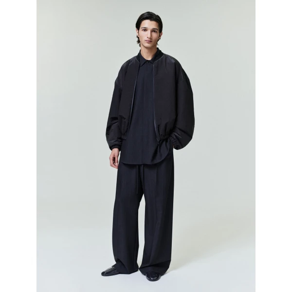 Fear of God Nylon Taffeta Padded Bomber Jacket in Off Black | Men Jackets | Coveti