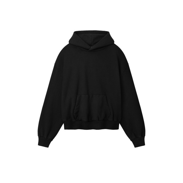 Fear of God Sunfaded Classic Half Raglan Hoodie with Pocket in Black | Coveti