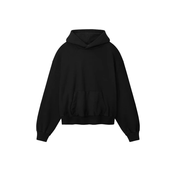 Fear of God Sunfaded Classic Half Raglan Hoodie with Pocket in Black | Coveti