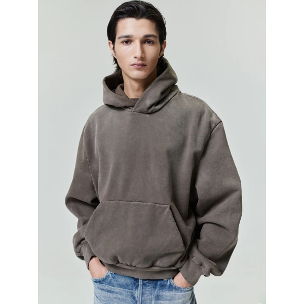 Fear of God Sunfaded Classic Half Raglan Hoodie with Pocket in Faded Brown | Sweatshirts | Coveti